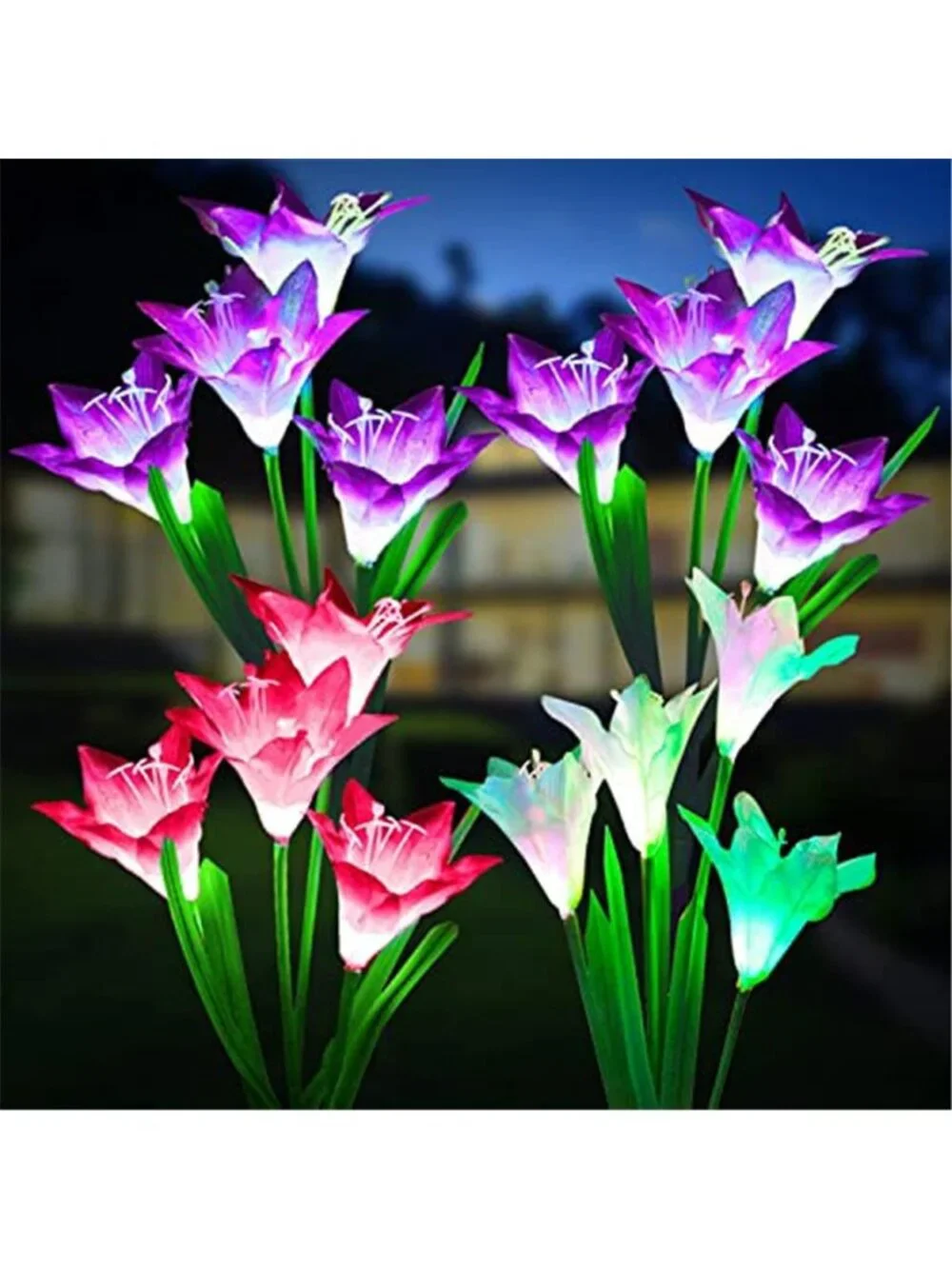 Solar Garden Lights Outdoor Waterproof Color Changing Flower Stake Yard Decor